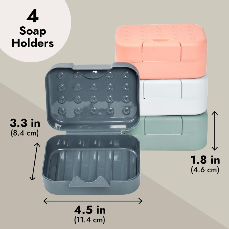 Okuna Outpost 4-Pack Soap Holder Travel Cases  Plastic Portable Soap Saver Container Set with Covers for Bathroom Organization  Gym  Hiking  Traveling  Camping (4 Colors  4.5x1.8x3.3 in) - Image 2